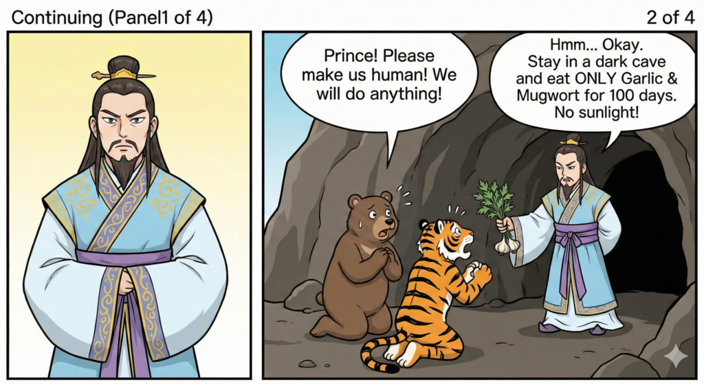 Hwanung and Dangun Wanggeom myth scene 2