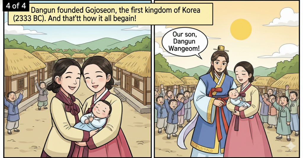 Hwanung and Dangun Wanggeom myth scene 4